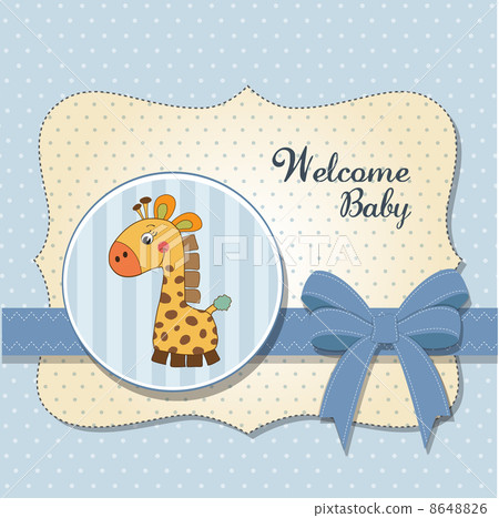 new baby announcement card with giraffe - Stock Illustration [8648826 ...