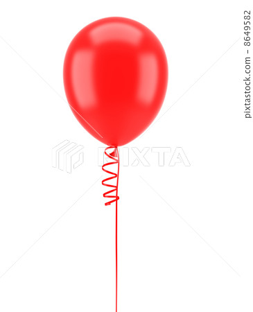 one red party balloon with ribbon isolated on white background 8649582