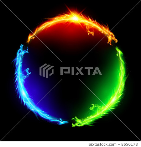 Fire dragons in circle. 8650178