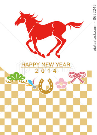 New Year card / Midday / Aka Horse / Checker pattern New Year card / Midday / Aka Horse / Checker pattern 8652245
