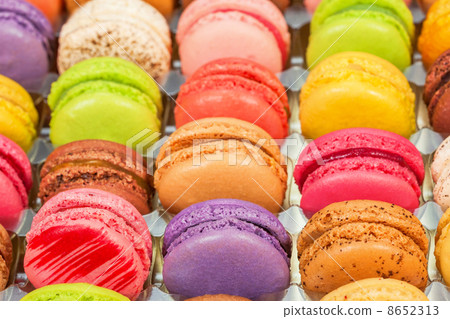 traditional french colorful macarons in a box 8652313