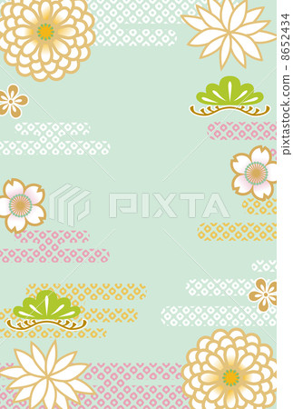 Japanese style / light blue / clouds and flowers 8652434