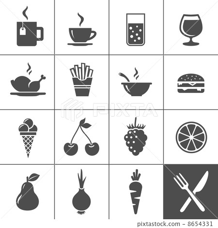 Food and drinks icon set. Simplus series 8654331