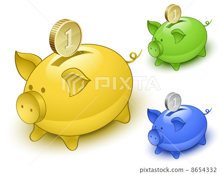 Piggy bank set. Save money concept 8654332