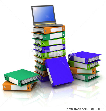 Colorful folders next to a modern laptop Colorful folders next to a modern laptop 8655016