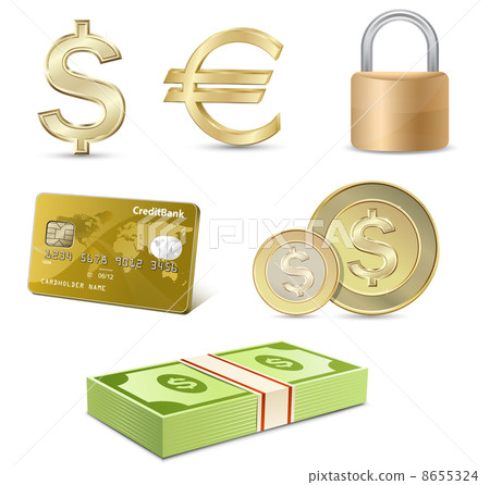 Dollar and Euro signs. Financial symbols. Dollar and Euro signs. Financial symbols. 8655324
