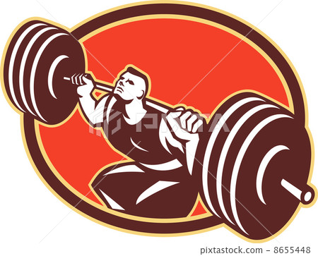 Weightlifter Lifting Barbells Cross-fit Retro 8655448