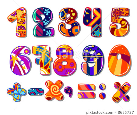 Cartoon colourful school numbers Cartoon colourful school numbers 8655727