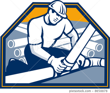 Drainlayer Worker Laying Pipes Retro 8658878