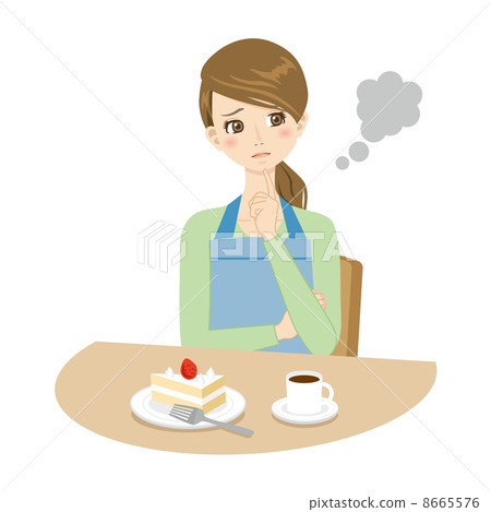 Housewife patiently diet cake dessert 8665576