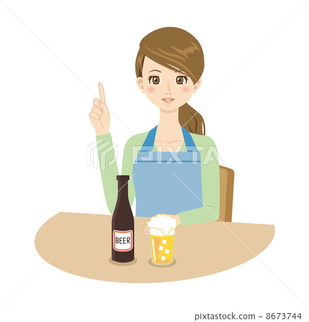 主婦一點婦女瓶啤酒啤酒 8673744