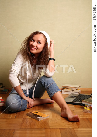 Girl with a computer Girl with a computer 8676692