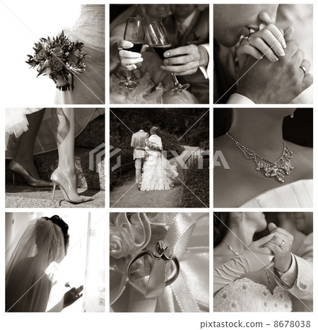 Collage of nine wedding photos Collage of nine wedding photos 8678038