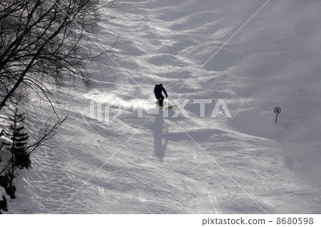 Skiers on top of the mountain Skiers on top of the mountain 8680598