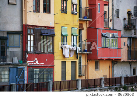 Colorful houses in Girona, Spain Colorful houses in Girona, Spain 8680808