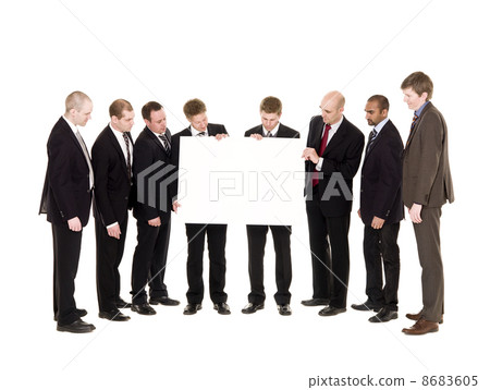 Group of men with a clean sign 8683605