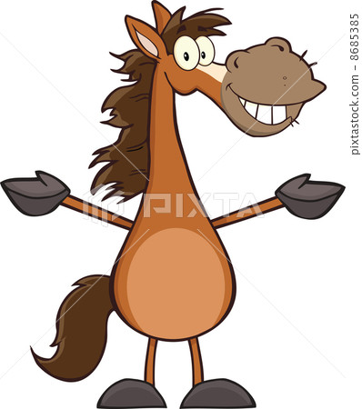 Horse Cartoon Mascot Character With Open Arms 8685385