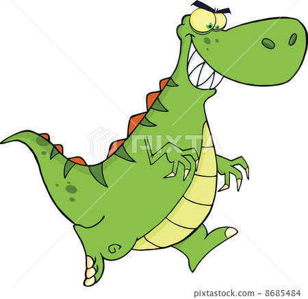 Angry Green Dinosaur Character Running 8685484