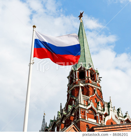Russian state flag flying in wind 8686201