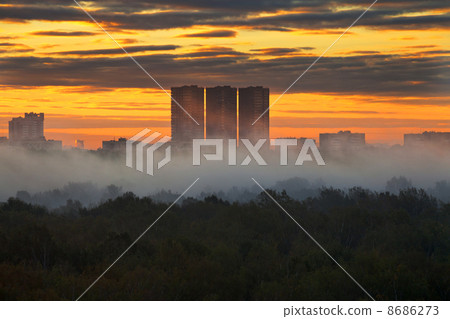 yellow sunrise under city in autumn yellow sunrise under city in autumn 8686273