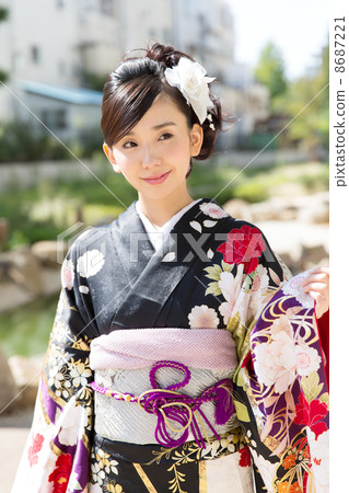 A woman in an outdoor kimono 8687221