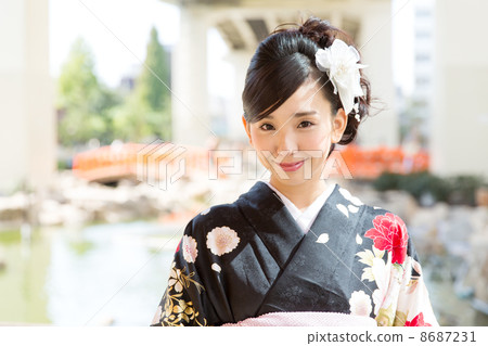 A woman in an outdoor kimono 8687231