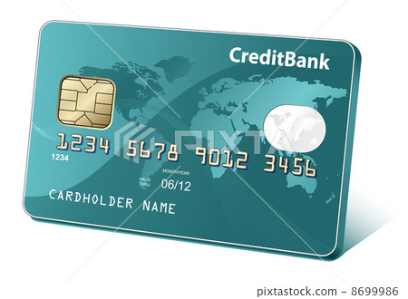 Credit or debit cards with world map and... - Stock Illustration ...