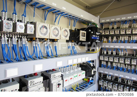 Complex circuits inside control panels and electrical equipment operation panels 8703086