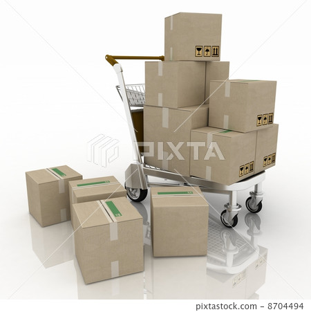 Hand truck with cardboard boxes Hand truck with cardboard boxes 8704494