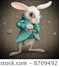 white rabbit with clock 8709492