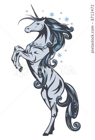 winter fairy tale unicorn horse among snow flakes vector illustration winter fairy tale unicorn horse among snow flakes vector illustration 8711472