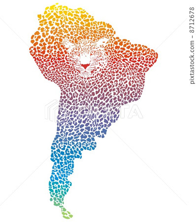 Abstract Jaguar on the map of South America 8712678