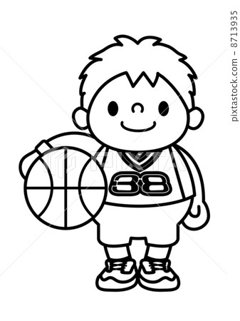 有籃球的男孩_線描 8713935