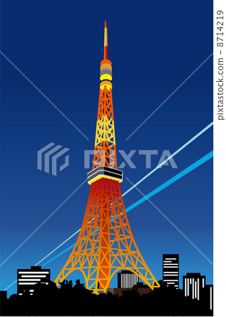 東京鐵塔在東京夜視圖 8714219