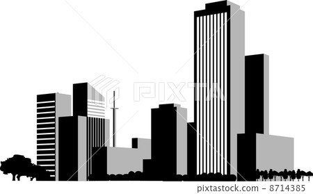 Silhouette of urban building group 8714385