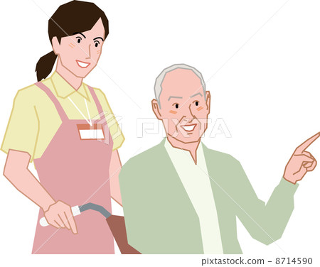 A caregiver pushing a wheelchair 8714590