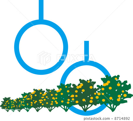 地圖果園和橘子字段的符號 8714892