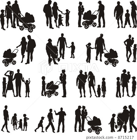 Set of family silhouetted - vectors - Stock Illustration [8715217] - PIXTA