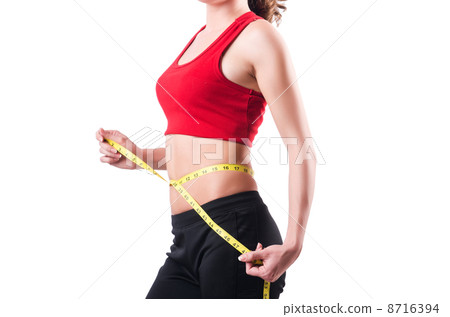 Young girl with centimeter in dieting concept 8716394
