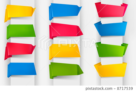 Huge set of colorful origami paper banners. Vector illustration. 8717539