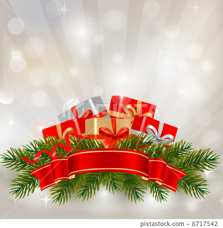 Background with presents and a ribbon. Vector illustration. Background with presents and a ribbon. Vector illustration. 8717542