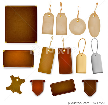 Big set of leather labels and tags. Vector illustration Big set of leather labels and tags. Vector illustration 8717558