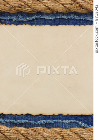 ship ropes on jeans background 8718042