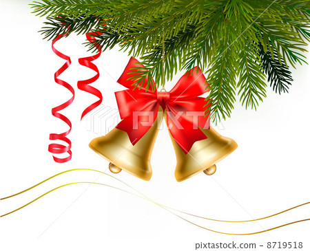 Christmas card with bells and bow. Vector illustration. Christmas card with bells and bow. Vector illustration. 8719518
