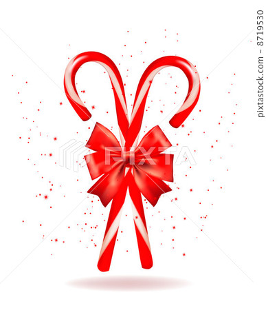 Shiny red Christmas candy cane with bow. Vector... - Stock Illustration ...