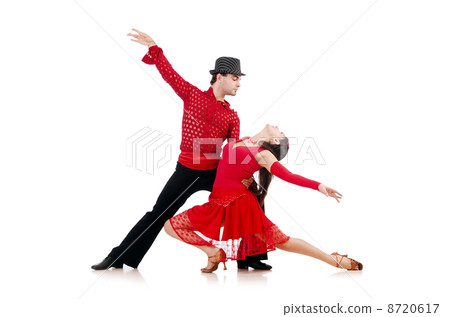 Pair of dancers isolated on the white 8720617
