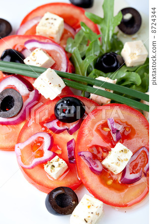 Greek vegetable salad with feta cheese Greek vegetable salad with feta cheese 8724344