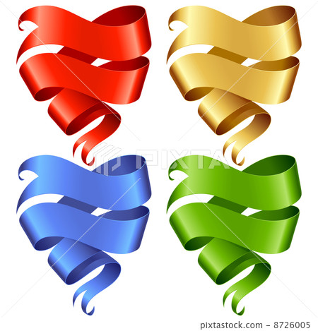 Set Of Vector Ribbon Banner In The Shape Of Heart Stock