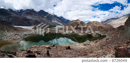 Hidden Buddhist Sacred Tso Yarab Lake. Himalaya 8726049