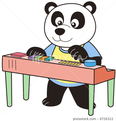 Cartoon Panda Playing an Electronic Organ 8726322